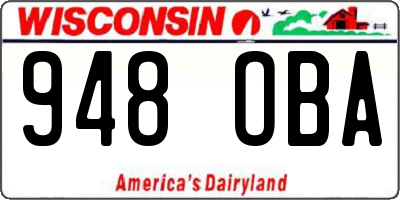 WI license plate 948OBA