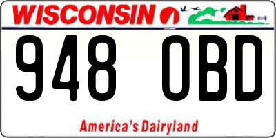 WI license plate 948OBD