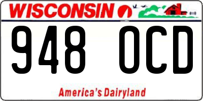 WI license plate 948OCD