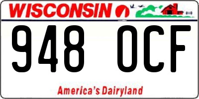 WI license plate 948OCF