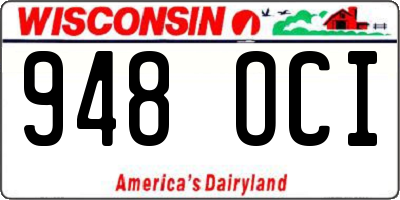 WI license plate 948OCI