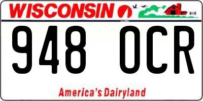 WI license plate 948OCR