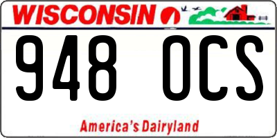 WI license plate 948OCS