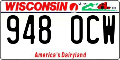 WI license plate 948OCW