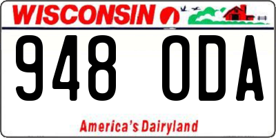 WI license plate 948ODA