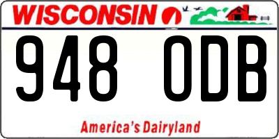 WI license plate 948ODB