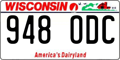 WI license plate 948ODC