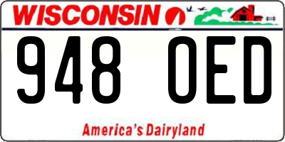 WI license plate 948OED