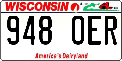 WI license plate 948OER