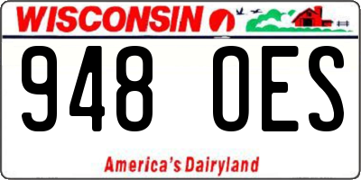 WI license plate 948OES