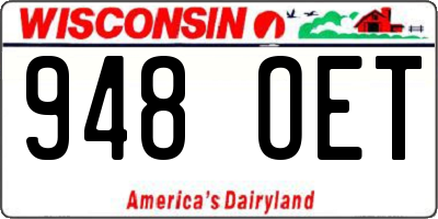 WI license plate 948OET