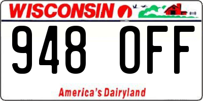 WI license plate 948OFF