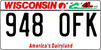 WI license plate 948OFK
