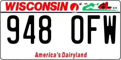 WI license plate 948OFW