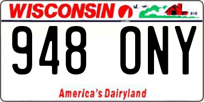 WI license plate 948ONY
