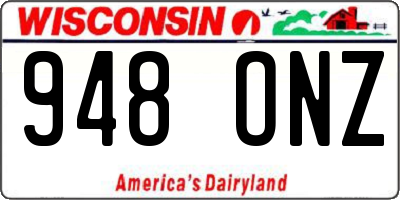 WI license plate 948ONZ