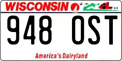 WI license plate 948OST