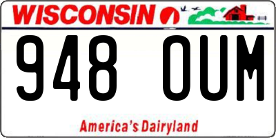 WI license plate 948OUM