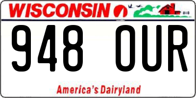 WI license plate 948OUR