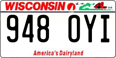 WI license plate 948OYI