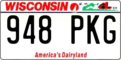 WI license plate 948PKG