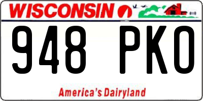 WI license plate 948PKO