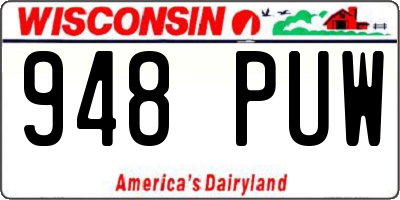 WI license plate 948PUW