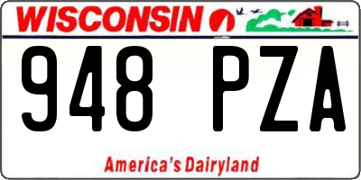 WI license plate 948PZA