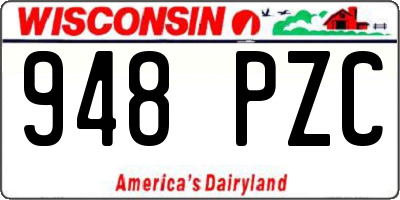 WI license plate 948PZC