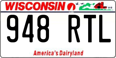 WI license plate 948RTL