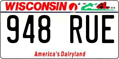 WI license plate 948RUE
