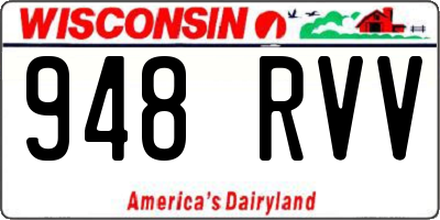 WI license plate 948RVV