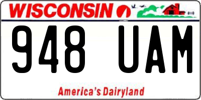 WI license plate 948UAM
