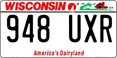 WI license plate 948UXR