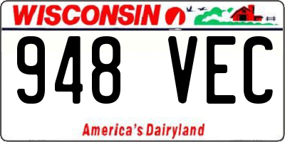 WI license plate 948VEC