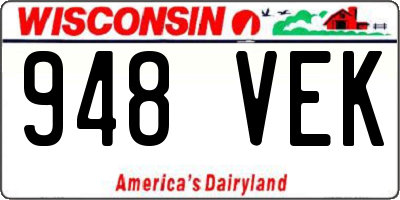 WI license plate 948VEK