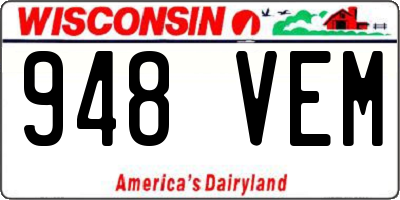 WI license plate 948VEM