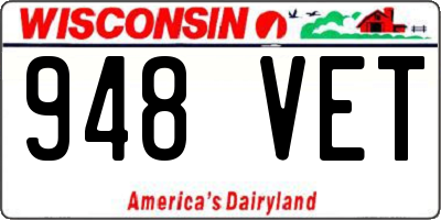 WI license plate 948VET