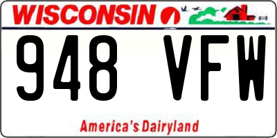 WI license plate 948VFW