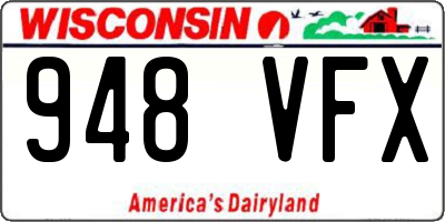 WI license plate 948VFX
