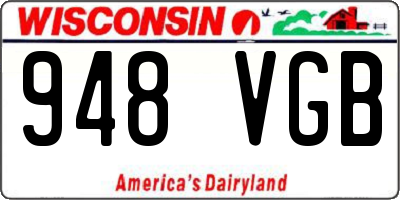 WI license plate 948VGB