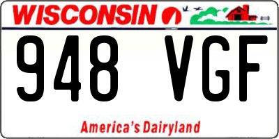 WI license plate 948VGF