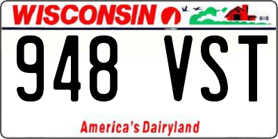 WI license plate 948VST