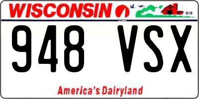 WI license plate 948VSX