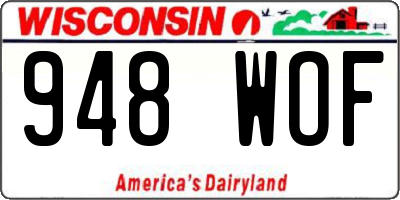 WI license plate 948WOF