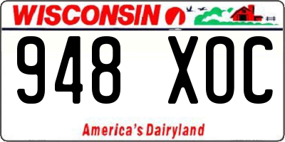 WI license plate 948XOC