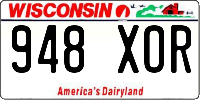 WI license plate 948XOR