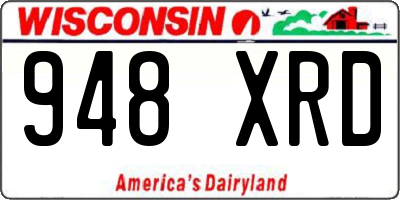 WI license plate 948XRD
