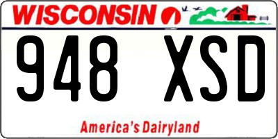 WI license plate 948XSD
