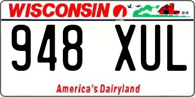 WI license plate 948XUL
